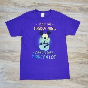 🔹️Purple "I'm That Crazy Girl Who Loves Mickey A Lot" Shirt Medium